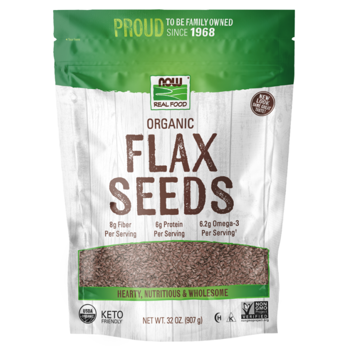 NOW Foods Flax Seeds, Organic - 2 lbs.