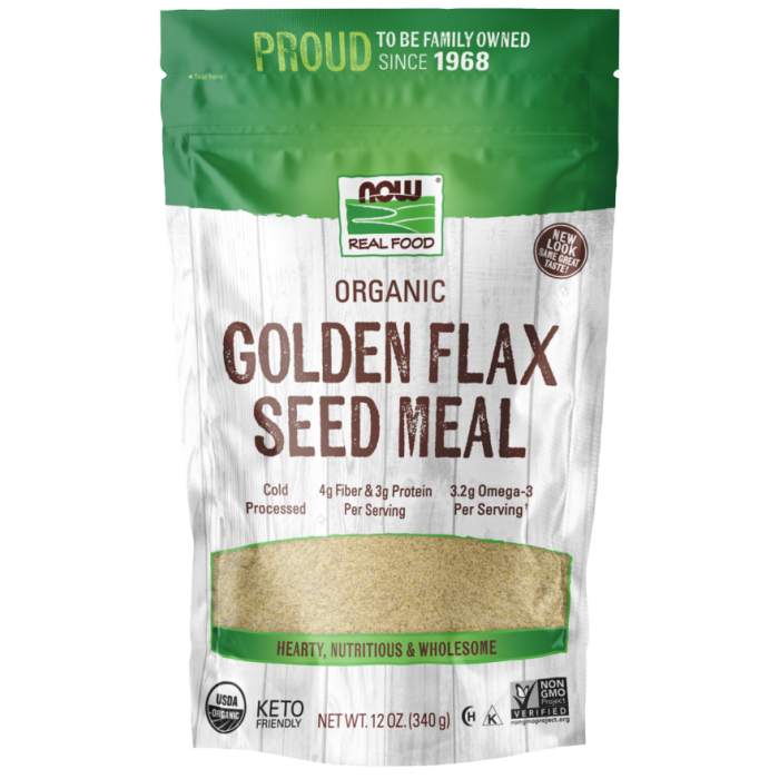 NOW Foods Golden Flax Seed Meal, Organic - 12 oz.