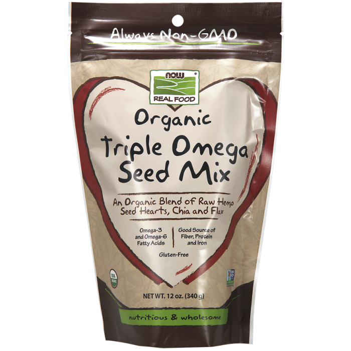 NOW Foods Triple Omega Seed Mix, Organic - 12 oz.