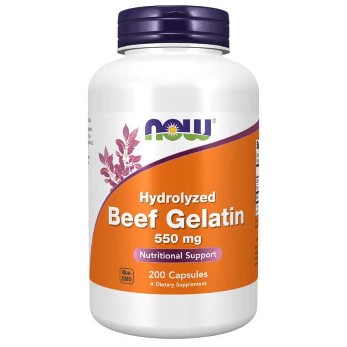 NOW Foods Beef Gelatin 550 mg - 200 Capsules