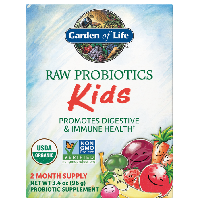 Garden of Life RAW Probiotics for Kids Digestive Powder, Banana Flavor, 3.4 oz.
