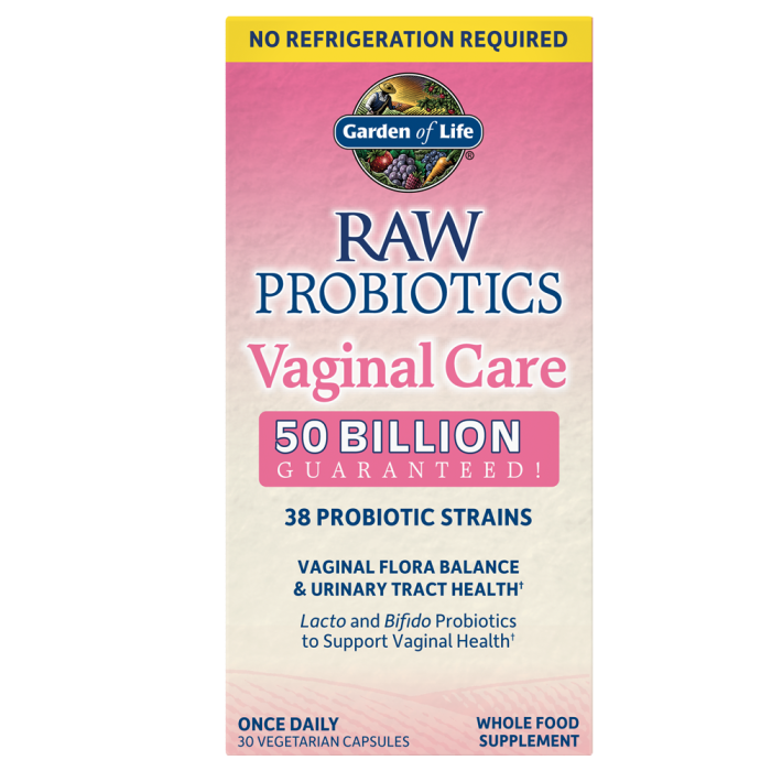 Garden of Life RAW Probiotics Vaginal Care, Shelf Stable, 30 Capsules