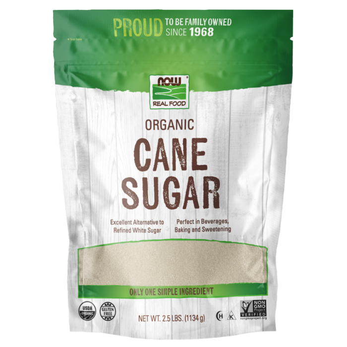 NOW Foods Cane Sugar, Organic - Front view