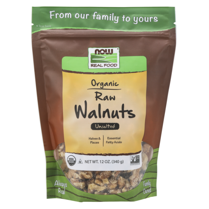 NOW Foods Walnuts, Organic, Raw & Unsalted - 12 oz.