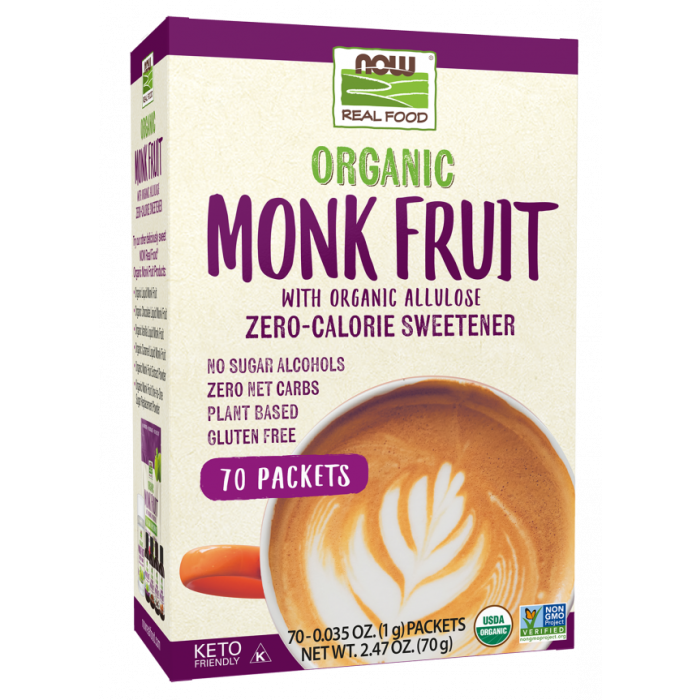 NOW Foods Monk Fruit with Allulose, Organic - 70 Packets