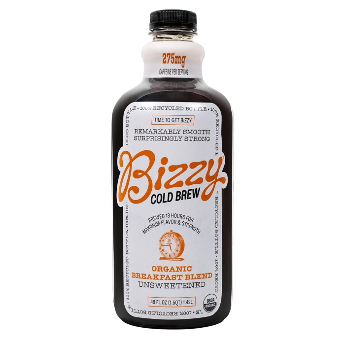 Bizzy Organic Breakfast Blend Unsweetened Cold Brew Coffee, 48 oz.