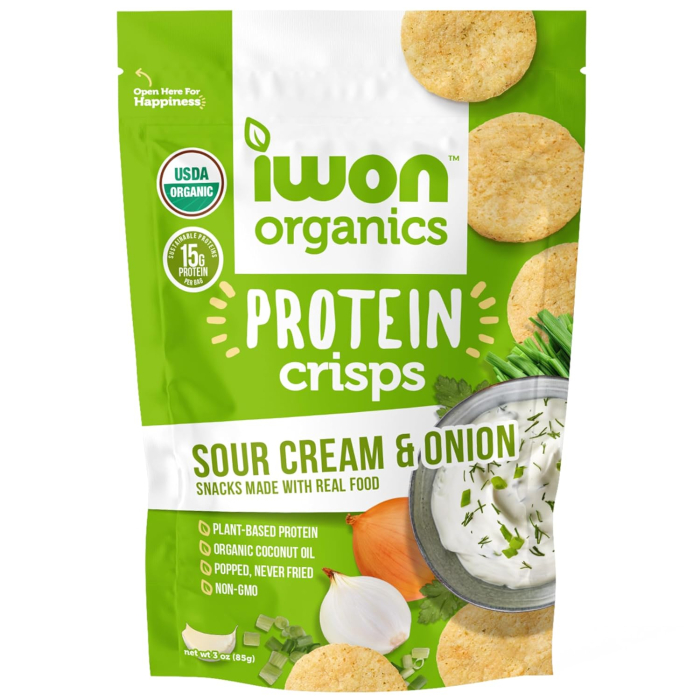 IWON Organics Plant-Based Protein Crisps, Sour Cream & Onion 3 oz.