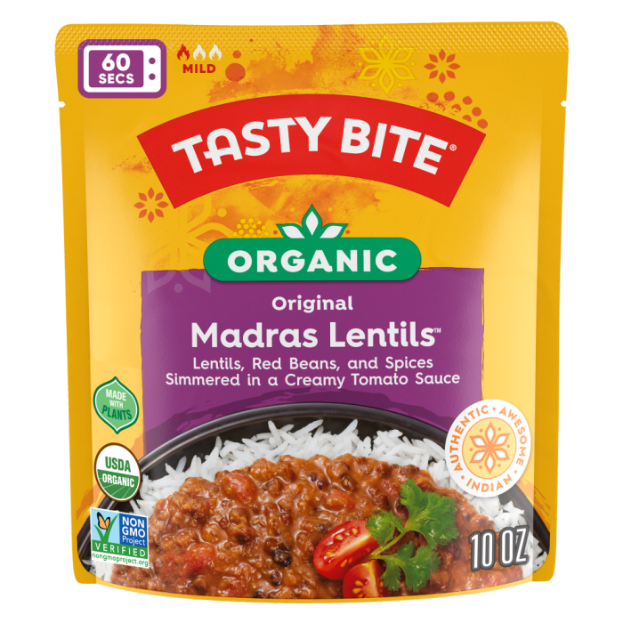 Tasty Bite Organic Mild Original Madras Lentils - Front view