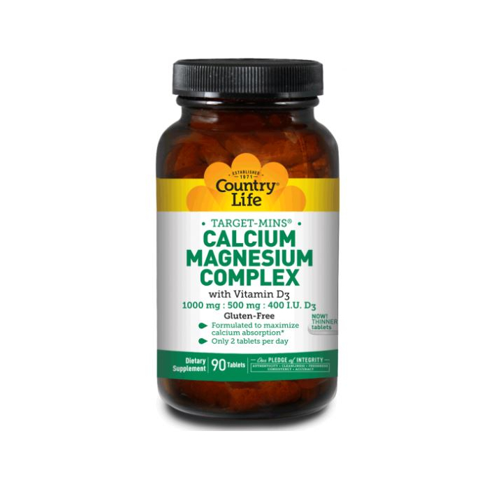 Country Life Calcium Magnesium Complex with Vitamin D, 90 Tablets