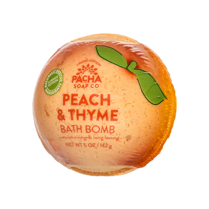 Pacha Soap Co. Peach & Thyme Bath Bomb - Front view