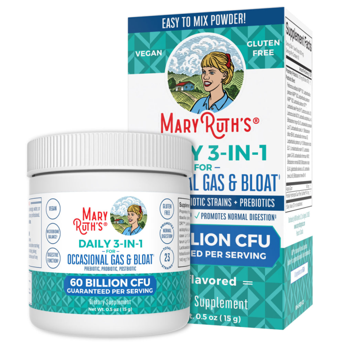 Mary Ruth's 3-in-1 Gas & Bloat Powder - Front view