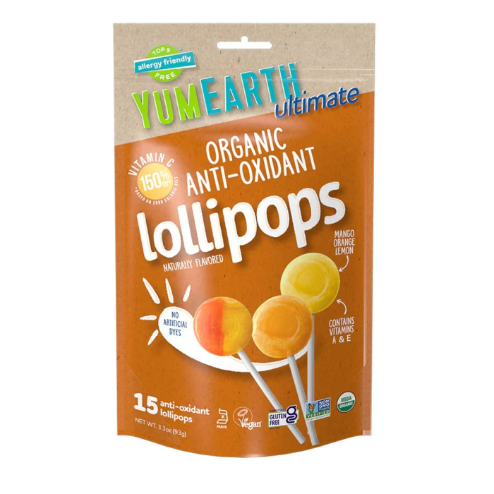 YumEarth Organic Anti-Oxidant Lollipops - Front view