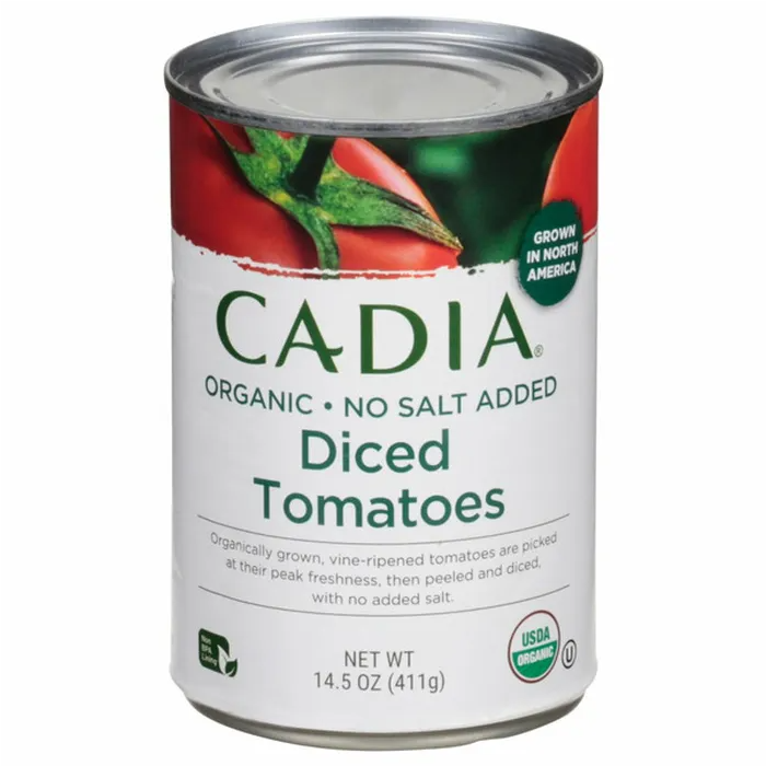 Cadia No Salt Added Diced Tomatoes - Front view