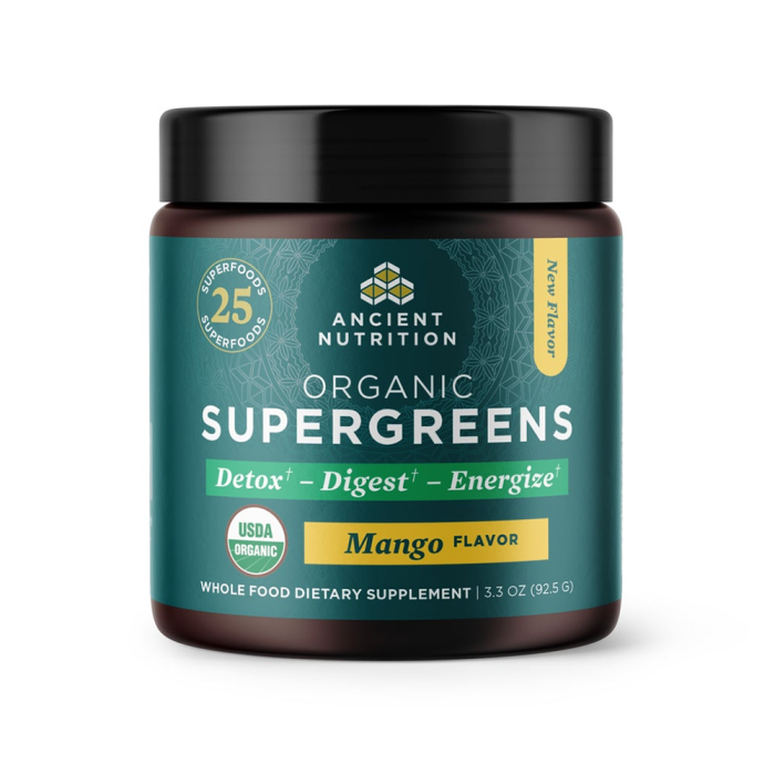 Ancient Nutrition Organic SuperGreens Mango Powder - Front view