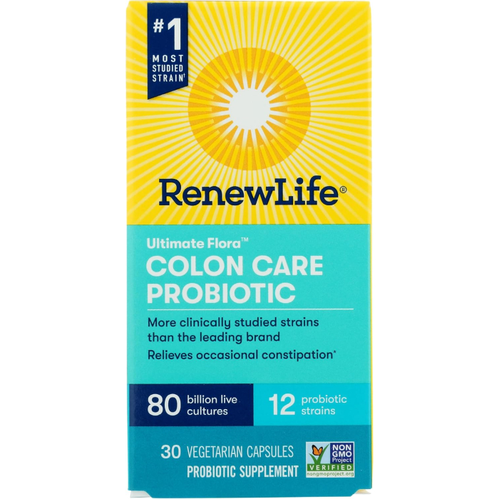 Renew Life Ultimate Flora Colon Care Probiotic, 80 Billion, 30 Capsules