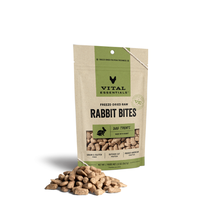 Vital Essentials Freeze Dried Dogs Treat Rabbit Bites - Front view