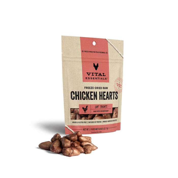 Vital Essential Essentials Freeze-Dried Cat Treat Chicken Heart - Front view