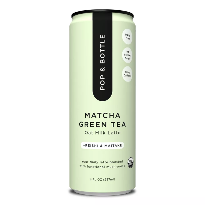 Pop & Bottle Matcha Green Tea Oat Milk Latte - Front view