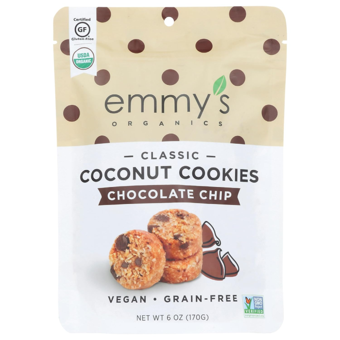 Emmy's Organics Chocolate Chip Coconut Cookies - Front view