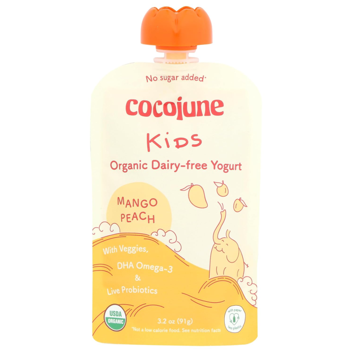 Cocojune Organic Peach Mango Kids Pouche - Front view