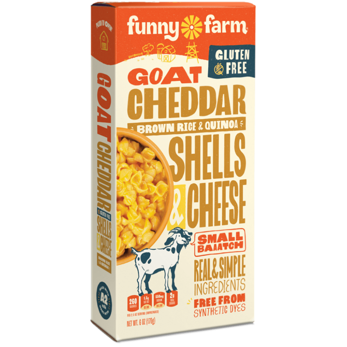 Funny Farm Mac & Cheese Goat Cheddar Shell - Front view