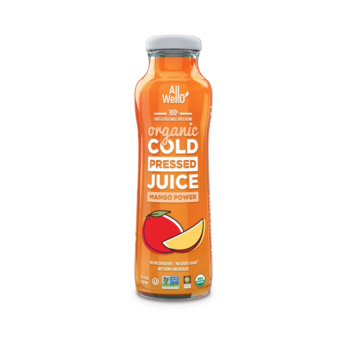 Allwello Organic Mango Power Cold-Pressed Juice - Front view