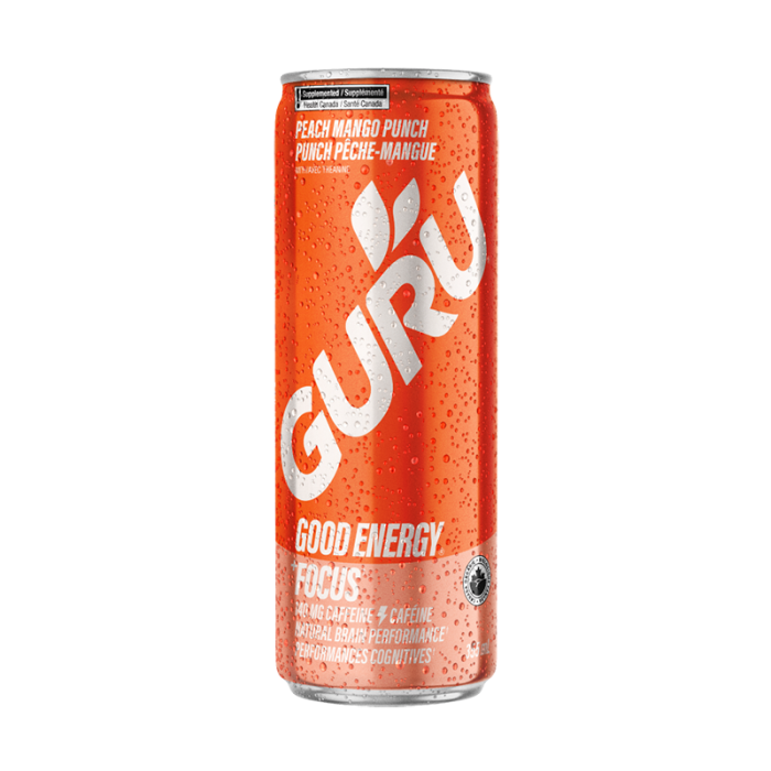 Guru Peach Mango Punch Organic Energy Drinks - Front view