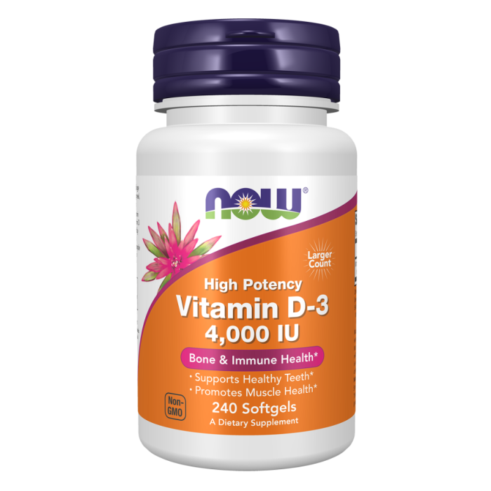 NOW Foods Vitamin D-3 4000 IU - 240 Softgels