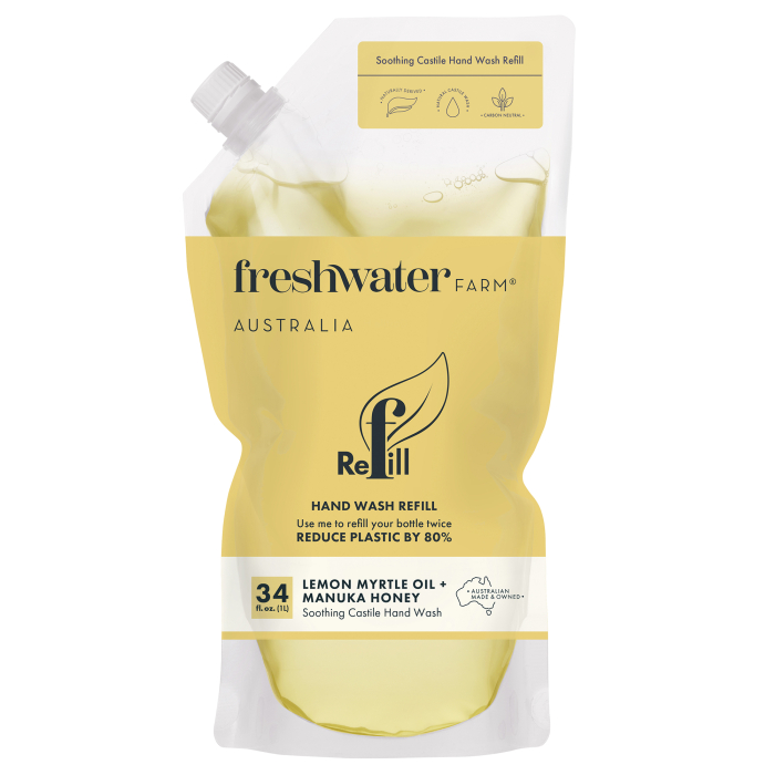 Freshwater Farm Australia Soothing Lemon Myrtle Oil + Manuka Honey Hand Wash Refill - Front view