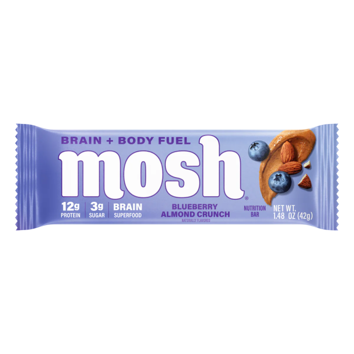 Mosh Blueberry Almond Crunch Protein Bar - Front view