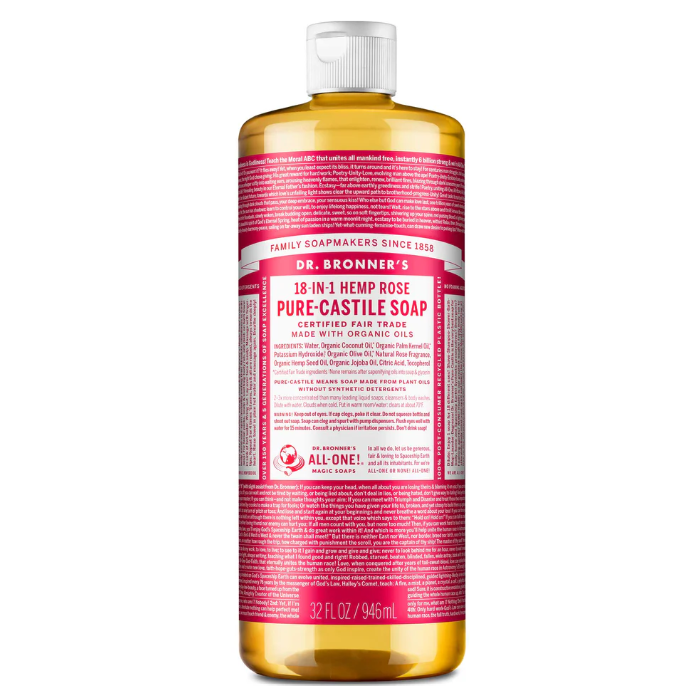 Dr. Bronner's Rose Pure-Castile Liquid Soap, 32 fl. oz.