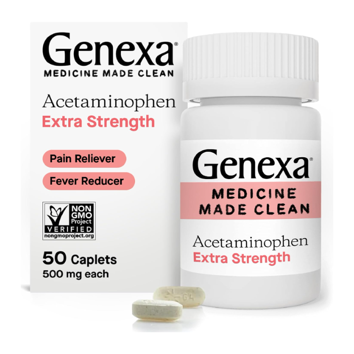 Genexa Acetaminophen Extra Strength, 50 capsules