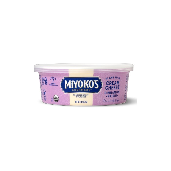 Miyoko's Creamery Plant Milk Cream Cheese Cinnamon Raisin, 8 oz.