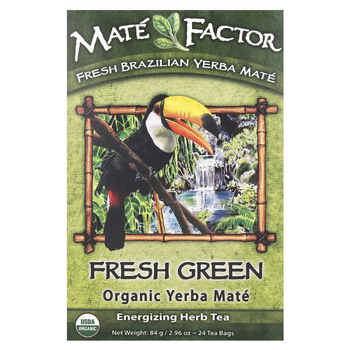 Mate Factor Organic Yerba Mate Fresh Green, 24 Tea Bags  - Front view