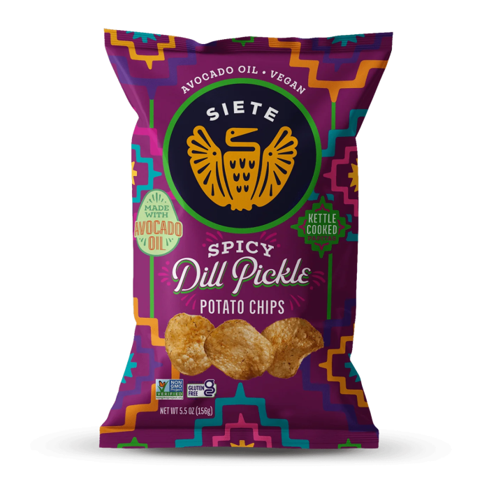 Siete Spicy Dill Pickle Kettle Cooked Potato Chips - Front view
