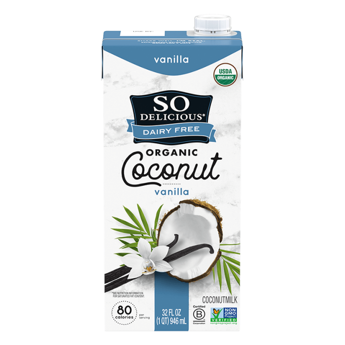 So Delicious Organic Coconutmilk, Vanilla, 32 fl. oz.