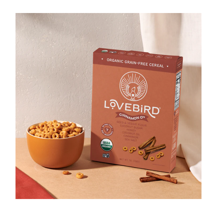 Lovebird Cinnamon O's Cereal, 7 oz.
