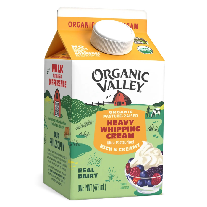 Organic Valley Heavy Whipping Cream, Ultra Pasteurized, Pint