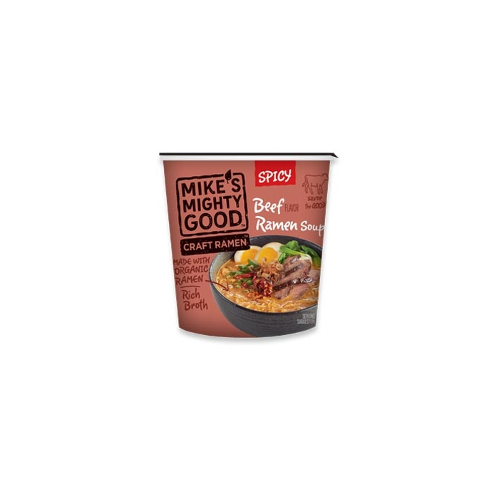 Mike's Mighty Good Spicy Beef Flavor Ramen Noodle Soup Cup, Individual Serving