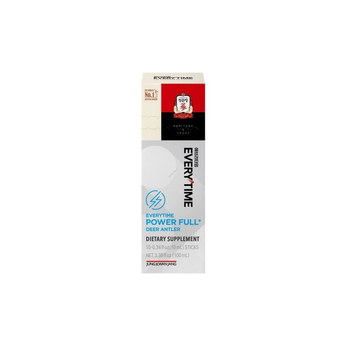 Korea Ginseng Everytime Power Full Deer Antler Korean Red Ginseng 10 Liquid Sticks, 0.34oz.