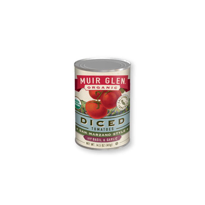 Muir Glen Diced Tomatoes San Marzano Style with Basil & Garlic, 14.5 oz.