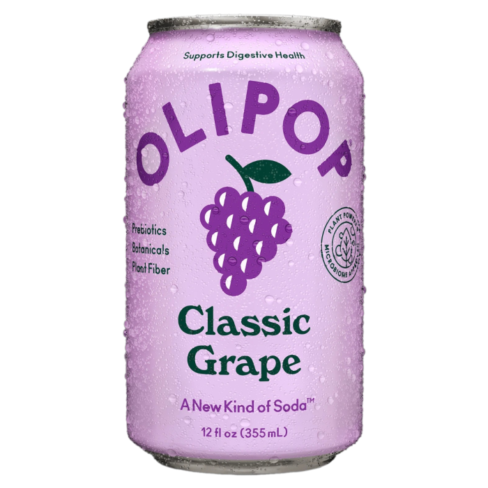 Olipop Classic Grape Prebiotic Soda - Front view