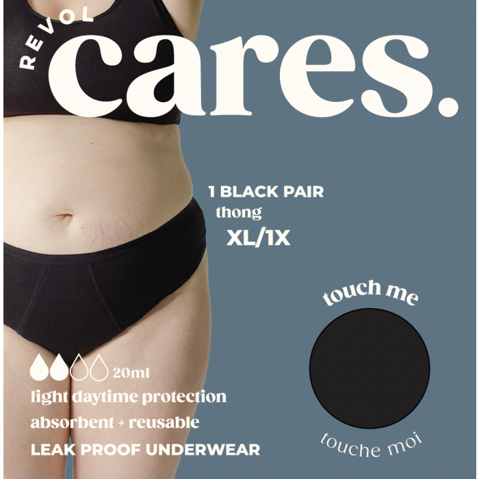 Revol Cares Thong Black XL/1X, 1 pair