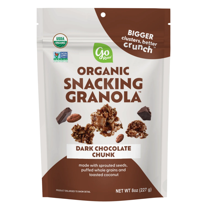 Go Raw Dark Chocolate Chunk Snacking Granola - Front view