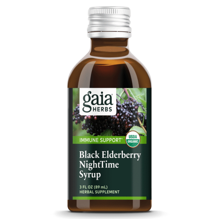 Gaia Black Elderberry NightTime Syrup