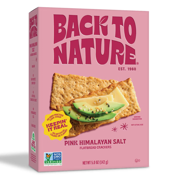 Back to Nature Pink Himalayan Salt Flatbread Crackers - Front view