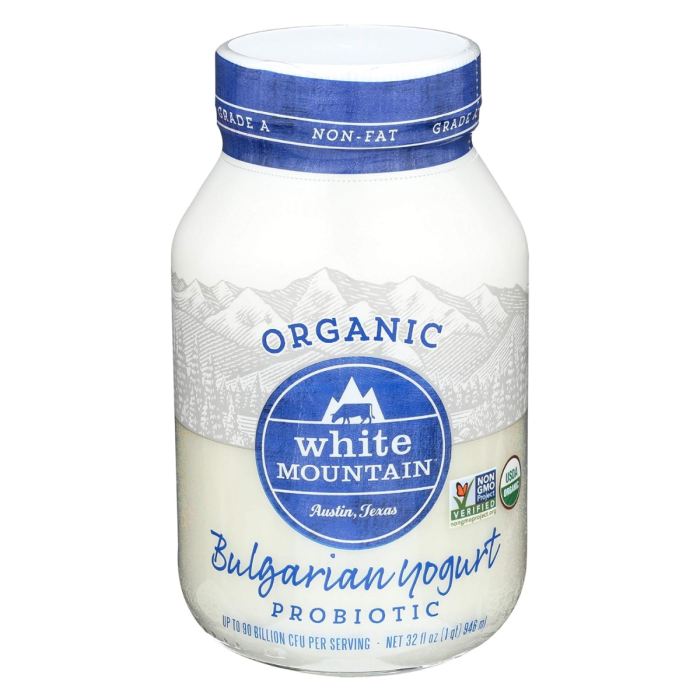 White Mountain Organic Nonfat Bulgarian Yogurt - Front view