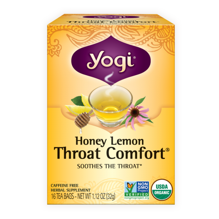 Yogi Tea Honey Lemon Throat Comfort, 16 Tea Bags