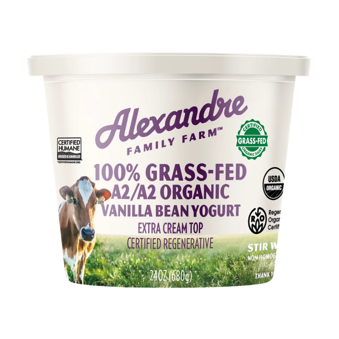 Alexandre Family Farm Organic Regenerative A2/A2 Vanilla Yogurt - Front view