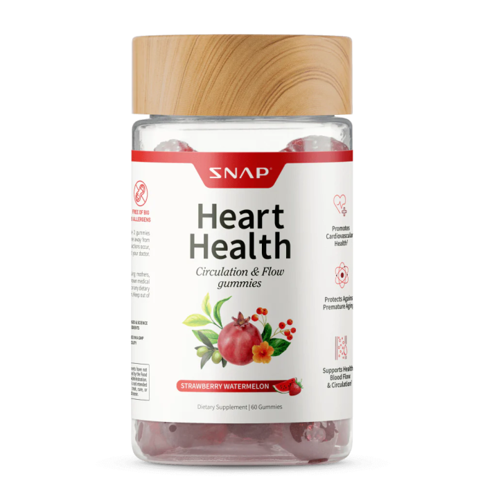Snap Supplements Heart Health Gummies Strawberry Watermelon - Front view